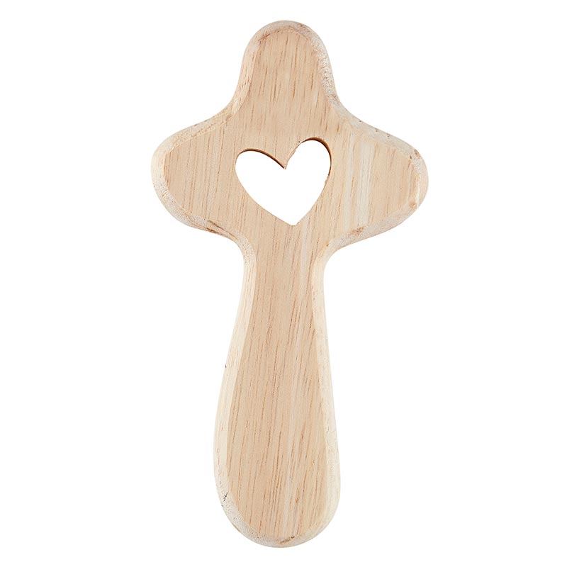 Cross-Handheld-Heart Cutout-Wood