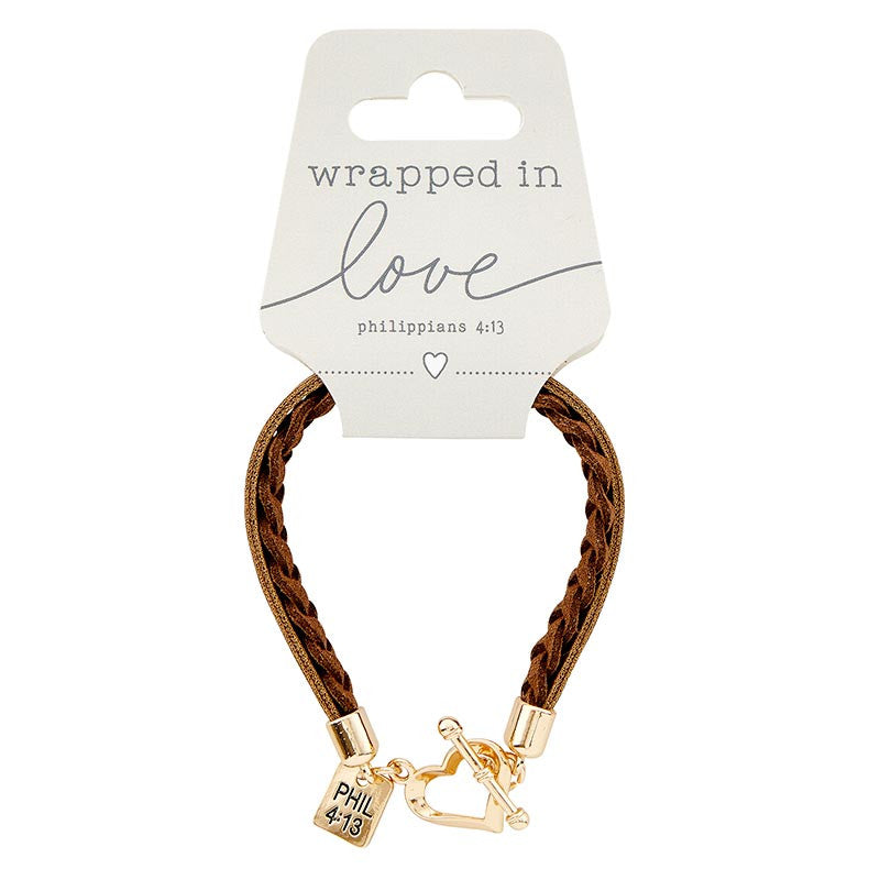 Bracelet-Wrapped In Love-Philippians 4:13-Brown