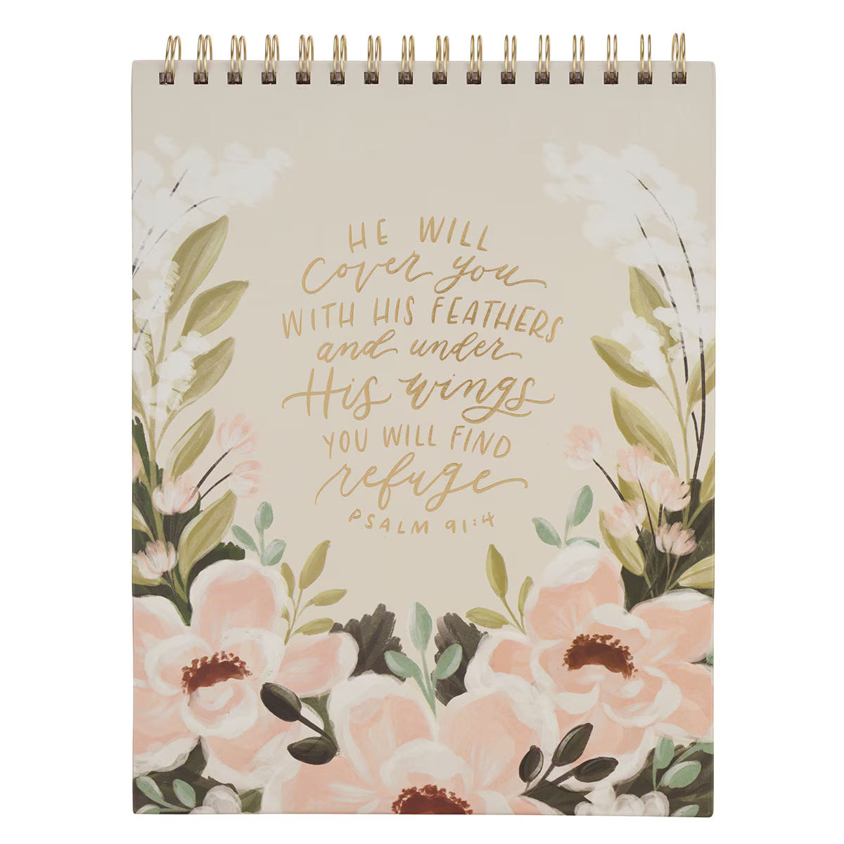 Notepad-Spiral-Floral-Psa 91:4-Under His Wings