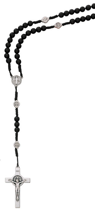 Rosary-St Benedict-Black/Wood