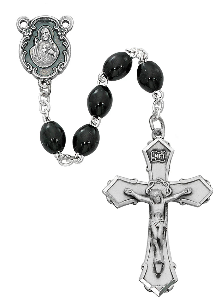Rosary/Black Wood/4x6MM/P356R