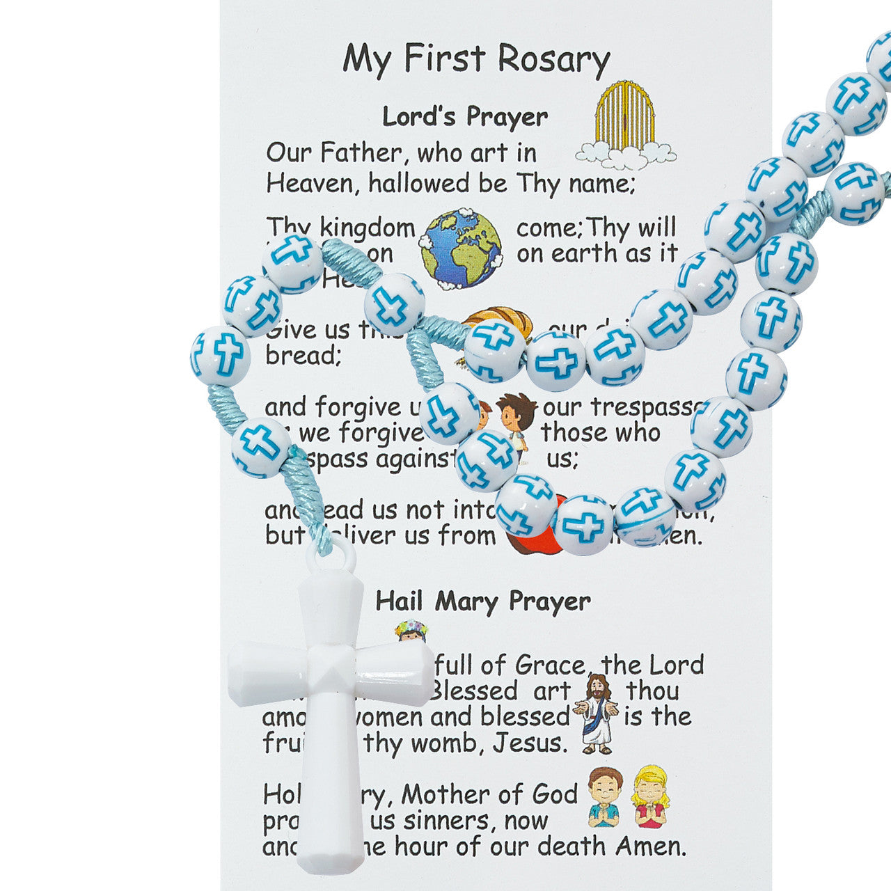 Rosary/Kid's/Blue/Carded/15"