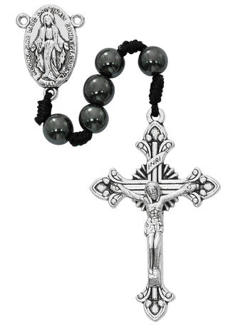 Rosary-8mm Hematite Beads-MM Center-Corded