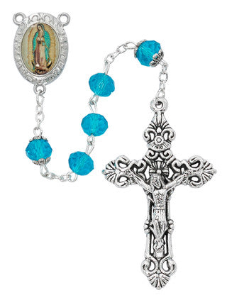 Rosary-O.L. Guadalupe-Aqua/Crystal