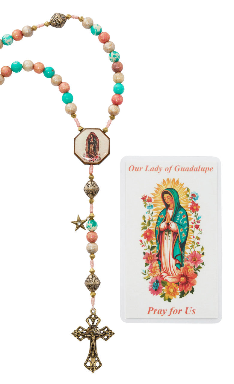 Rosary-Antique Gold-Lady Of Guadalupe-19"