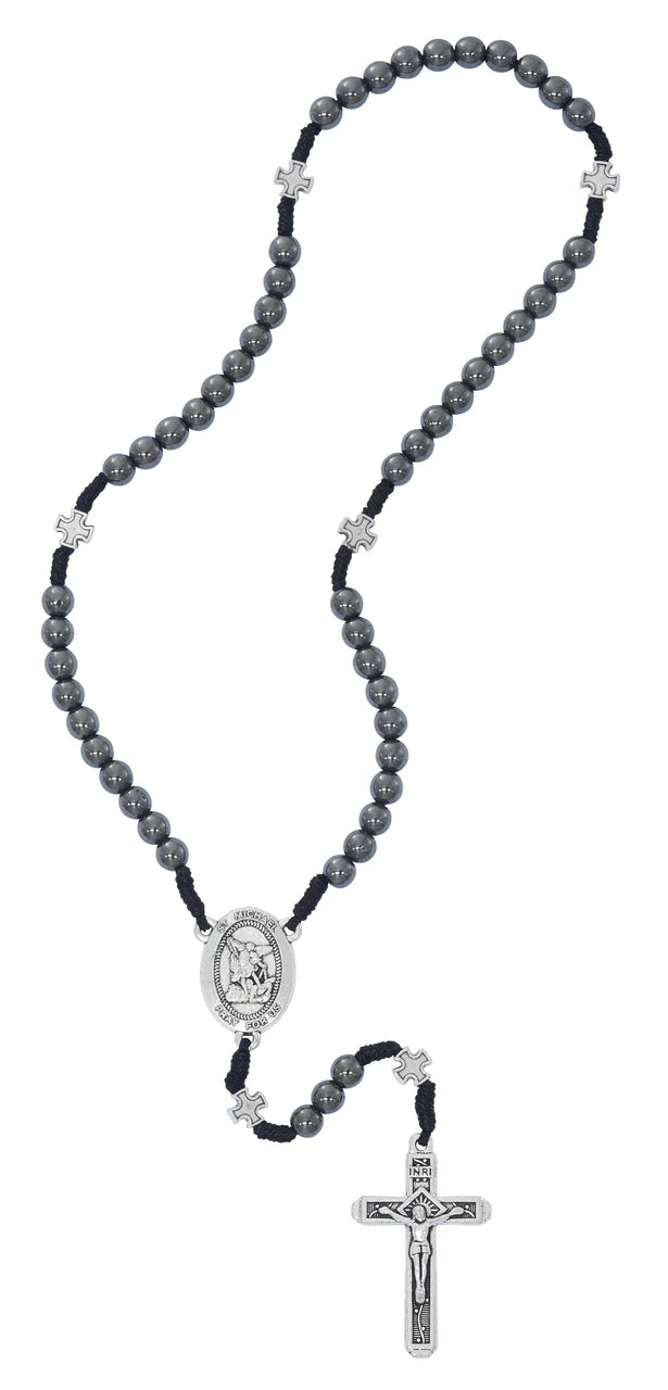 Rosary-Hematite-St Michael-6mm