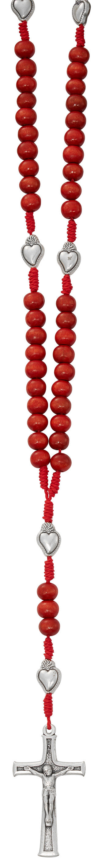 Rosary-Sacred Heart-Red/Corded