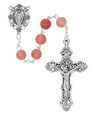 Rosary-Pink Glass-8MM