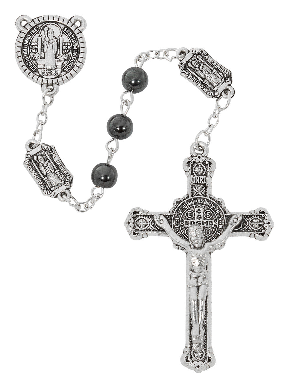 Rosary-6MM Hematite-St Benedict