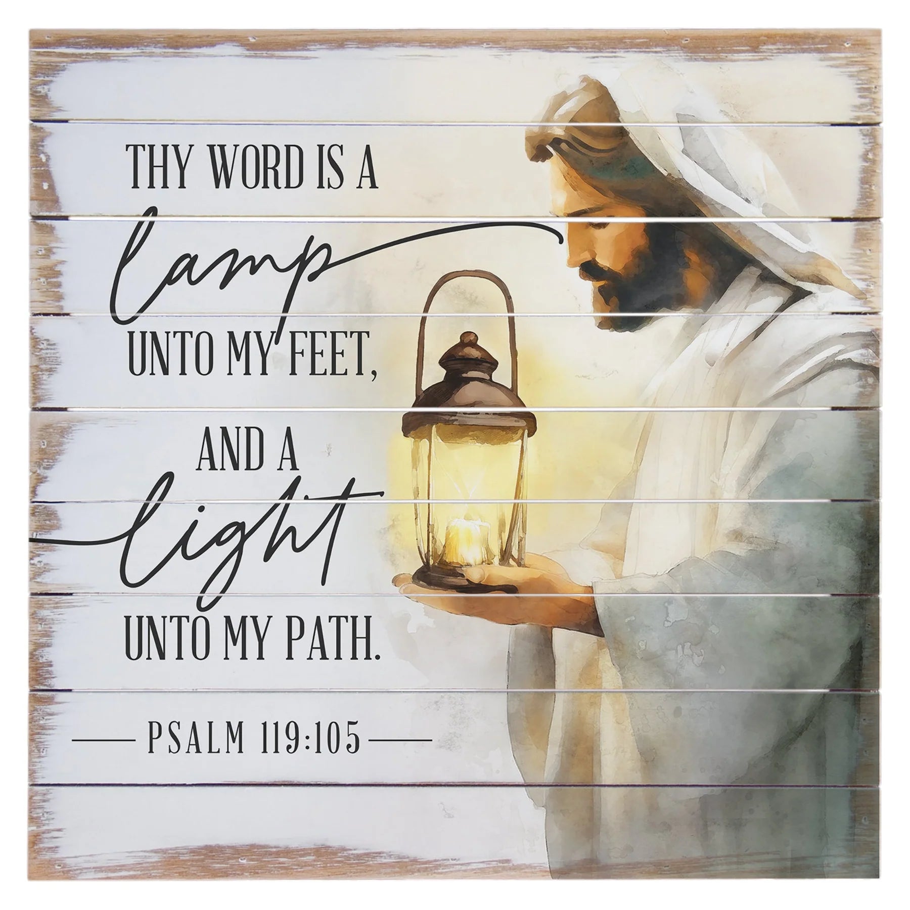 Plaque-14"-Wood Slat-Psa 119:105-Lamp Light Jesus