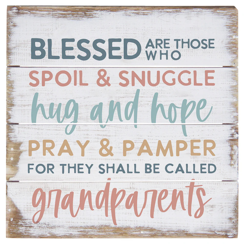 Plaque-8"-Wood Slat-Grandparents-Blessed Are Those