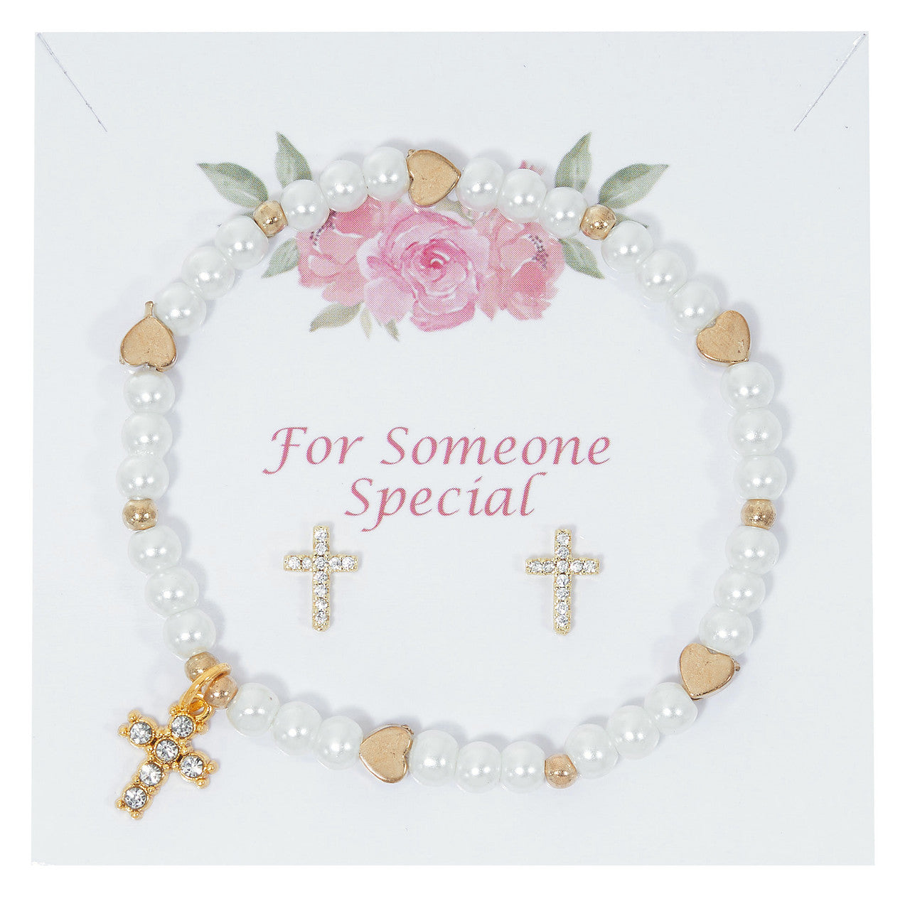Bracelet & Earring Set-GP-Pearl