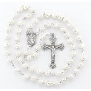 Rosary-White Lava Beads-Pewter-PR5070WH
