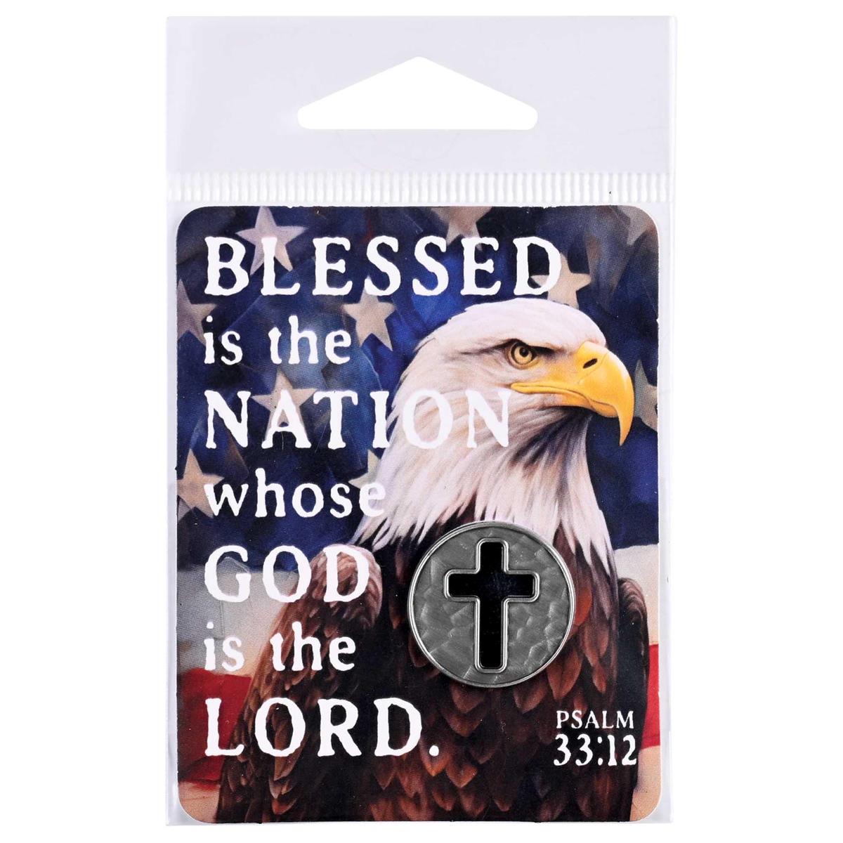 Pocket Coin-Cross-Psa 33:12-Blessed Is The Nation