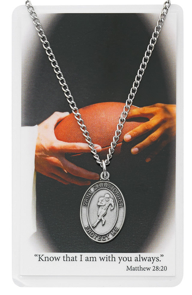 Necklace/24"/Football/St.Christopher