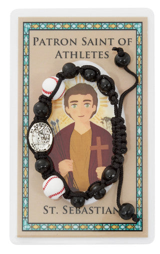 Bracelet/Baseball/Cord/Blk/Card