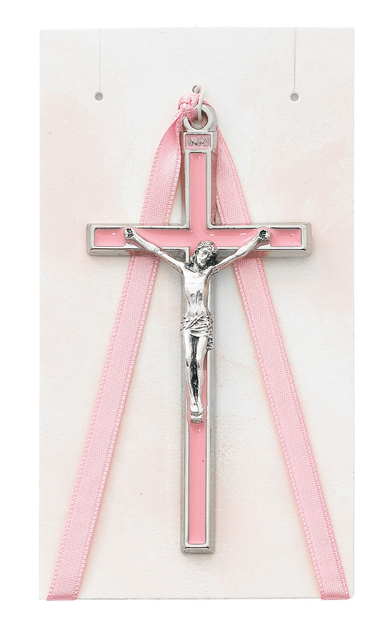 Crucifix-Crib-3.75"-Pink