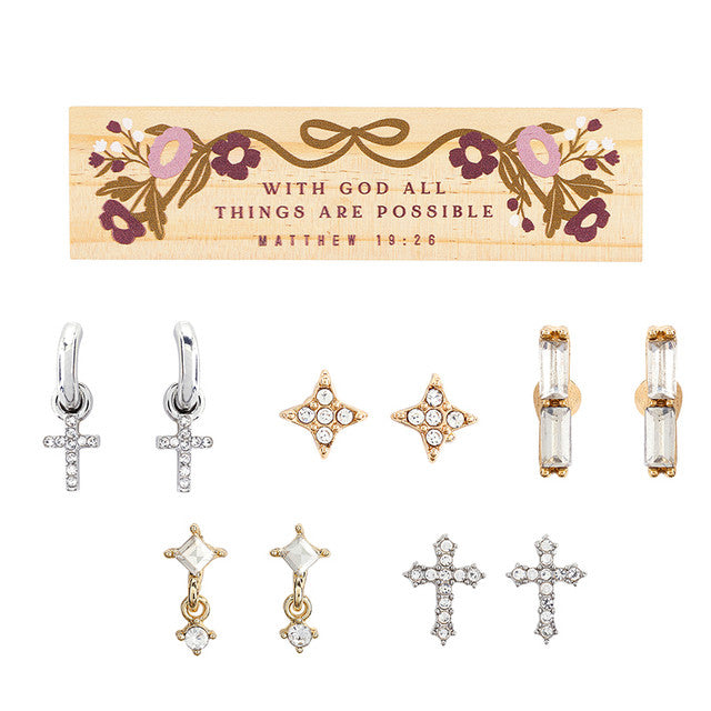 Earring Set-Comes w/ Wooden Jewelry Box