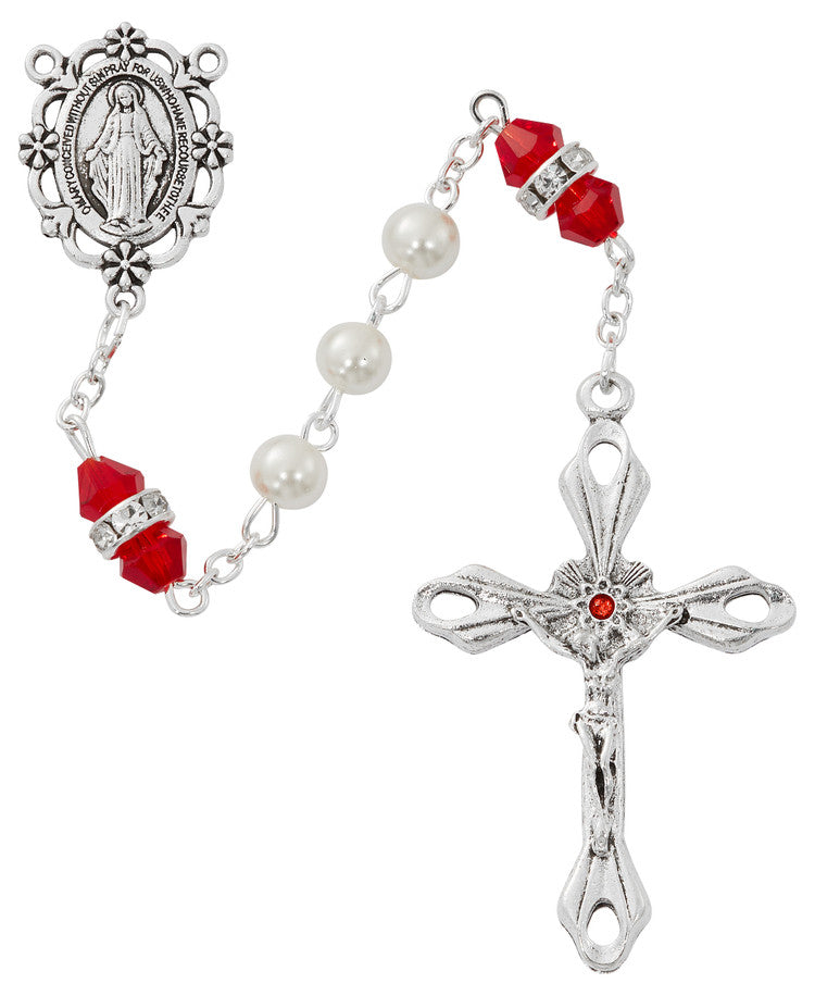 Rosary/Ruby/July/Pearl/6mm