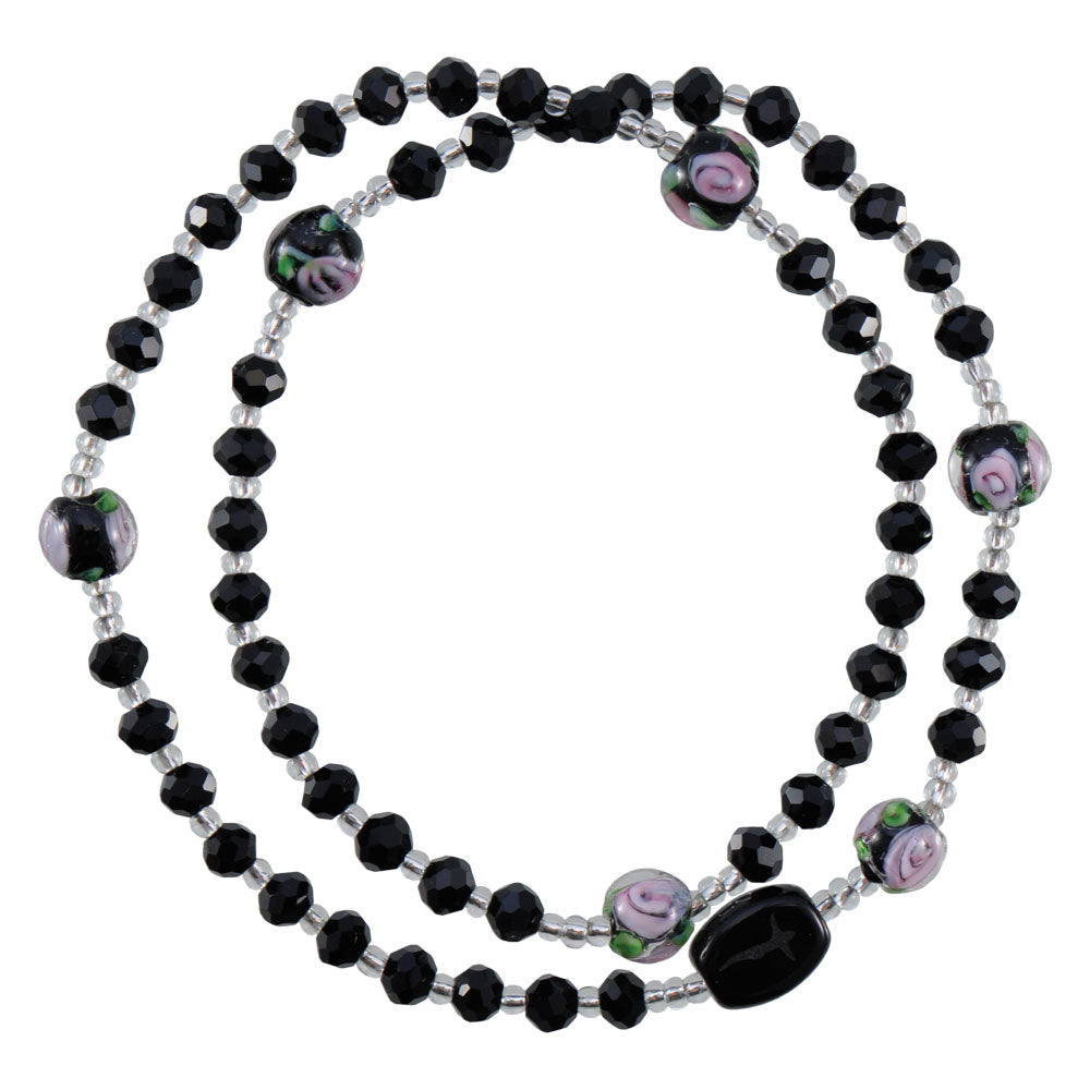 Bracelet-Rosary-Twist-Crystal Black