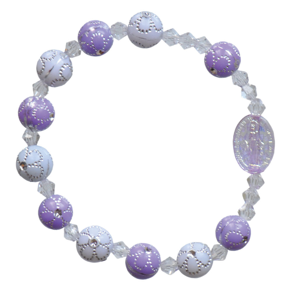 Bracelet-Child-Rosary-Flower Purple