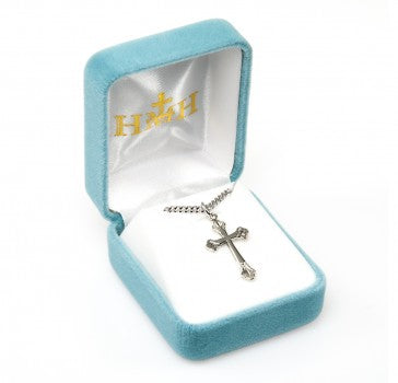 Necklace-SS Cross Fancy-Chain 18"-Boxed