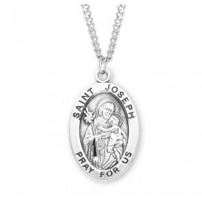 Necklace/SS/St. Joseph/Oval/HMH/24 in