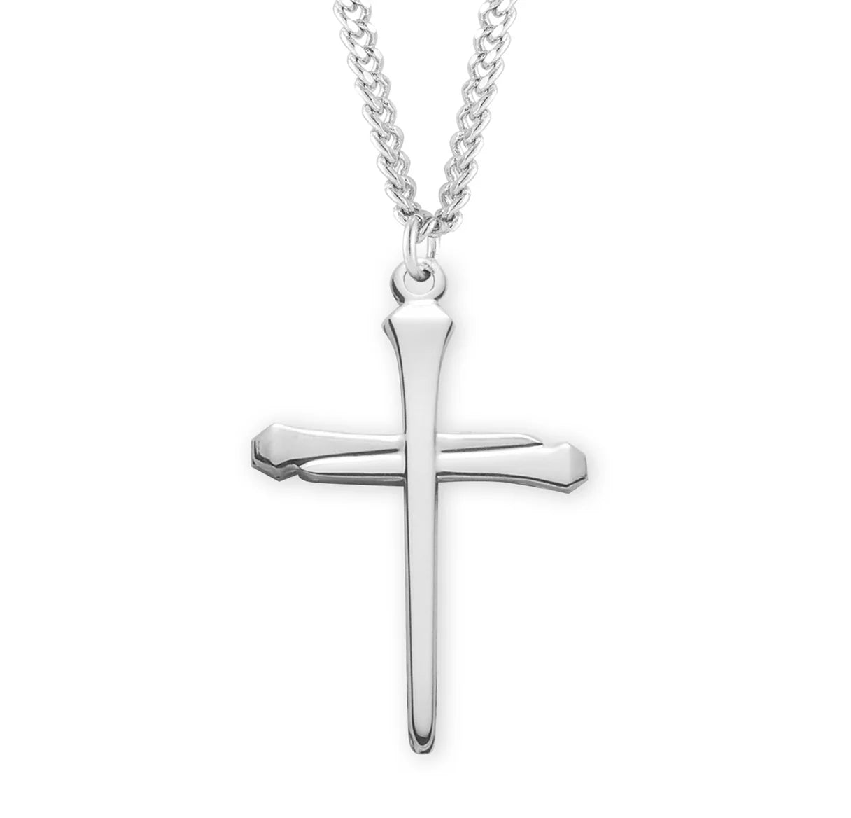 Necklace-SS Cross Spike Nail-Chain 24"-Boxed