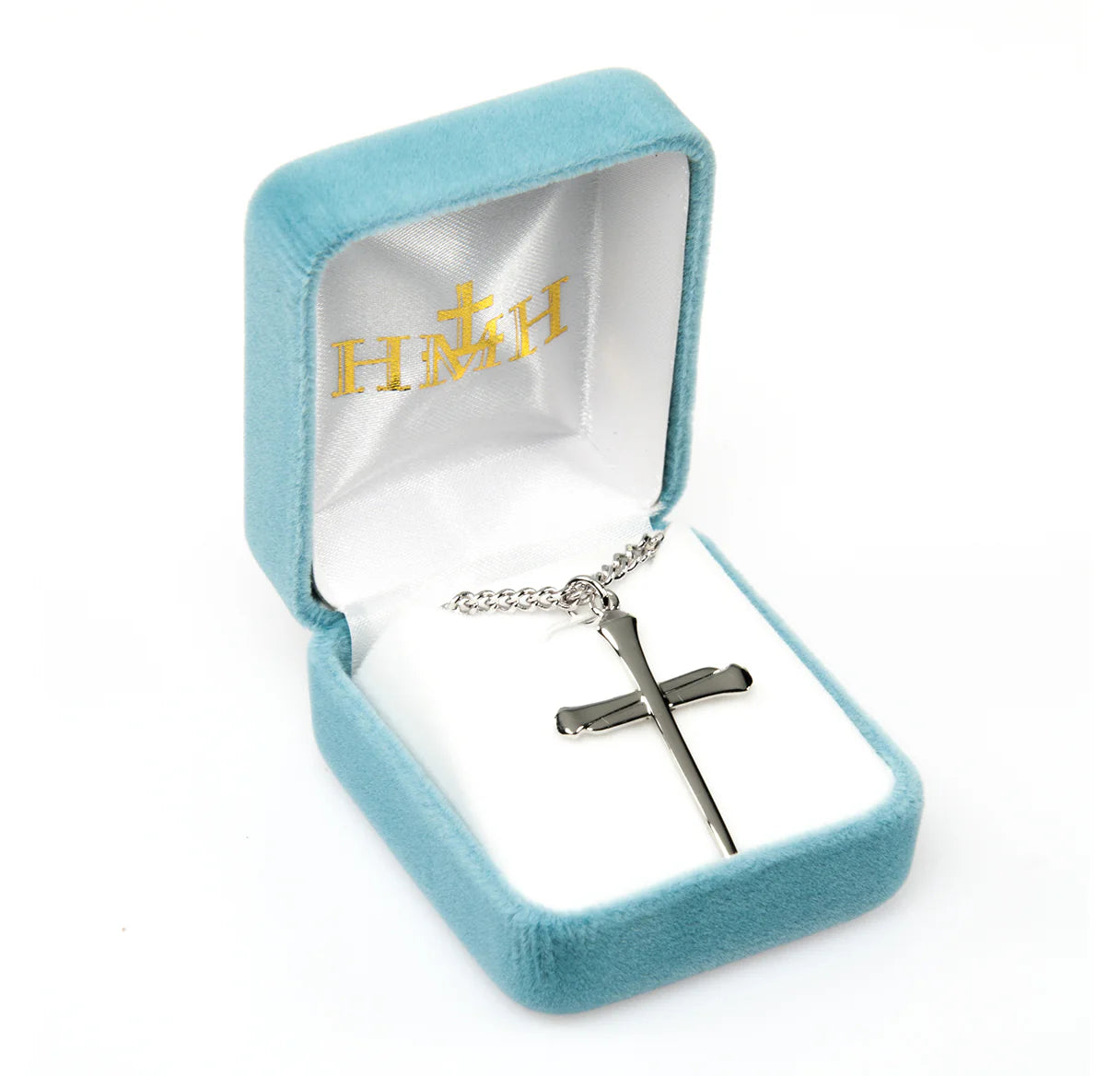 Necklace-SS Cross Spike Nail-Chain 24"-Boxed