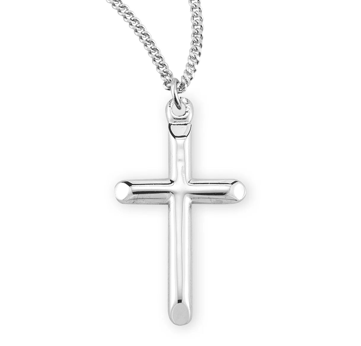 Necklace-Cross-SS-High Polished-18"