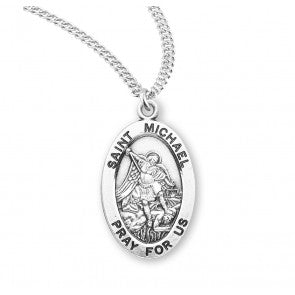 Necklace/SS/Oval/St Michael/20"