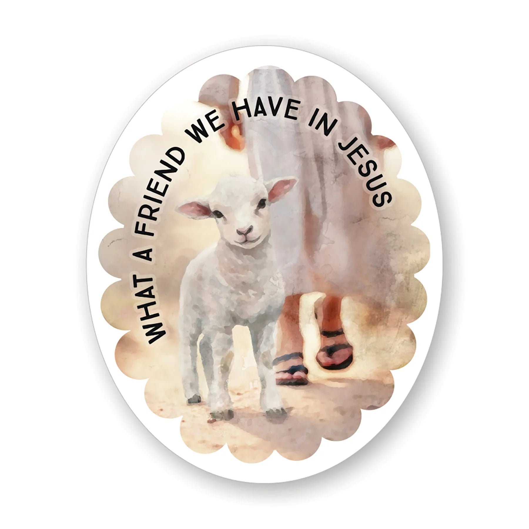 Sticker-3.5"-Vinyl-Oval-Friend In Jesus-Lamb