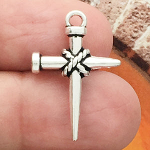 Charm/Nail Cross/Rope Tie/Pewte