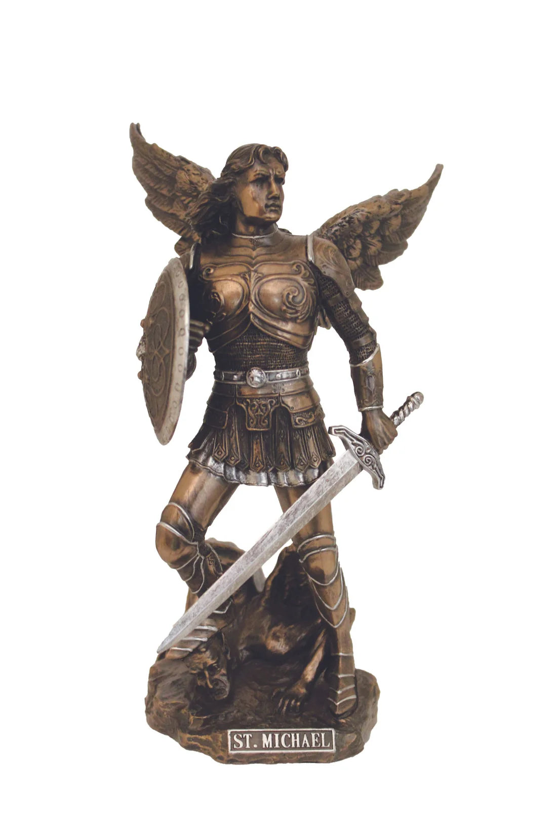 Statue-Archangel Michael-Hand Painted-Bronze/Pewter