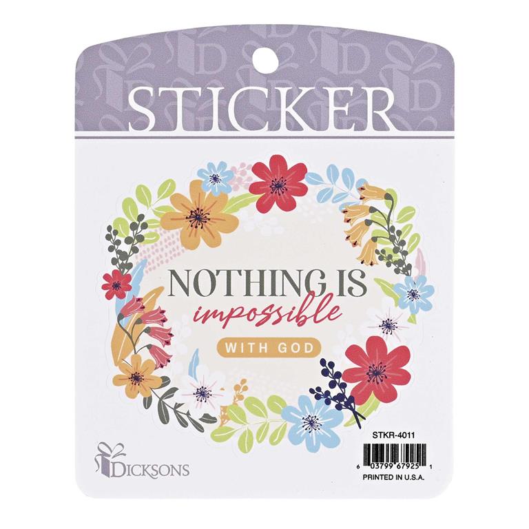 Stickers-Nothing Is Impossible With God-Floral