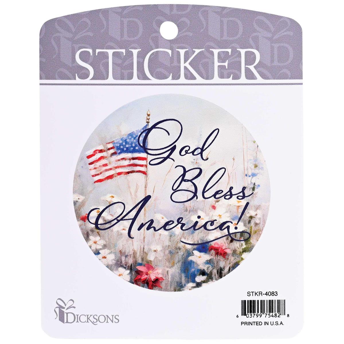 Sticker-Round-God Bless America