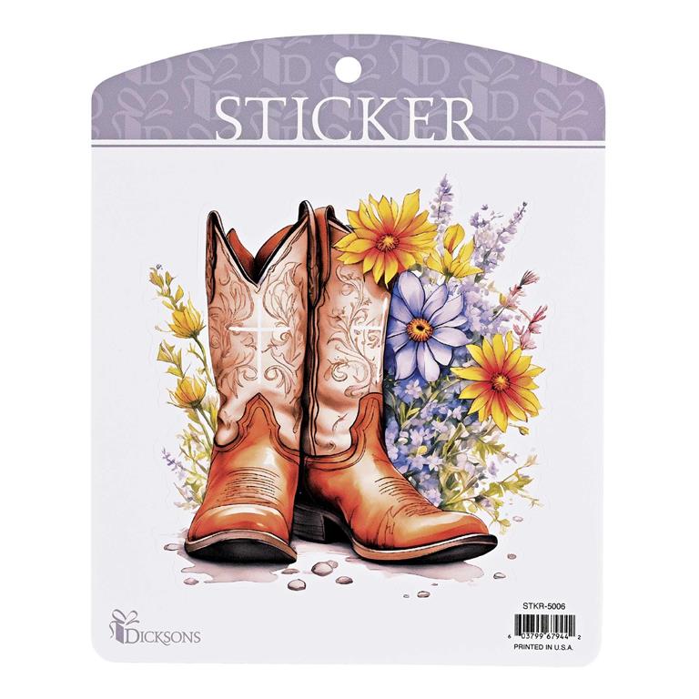 Stickers-Boots With Cross And Flowers