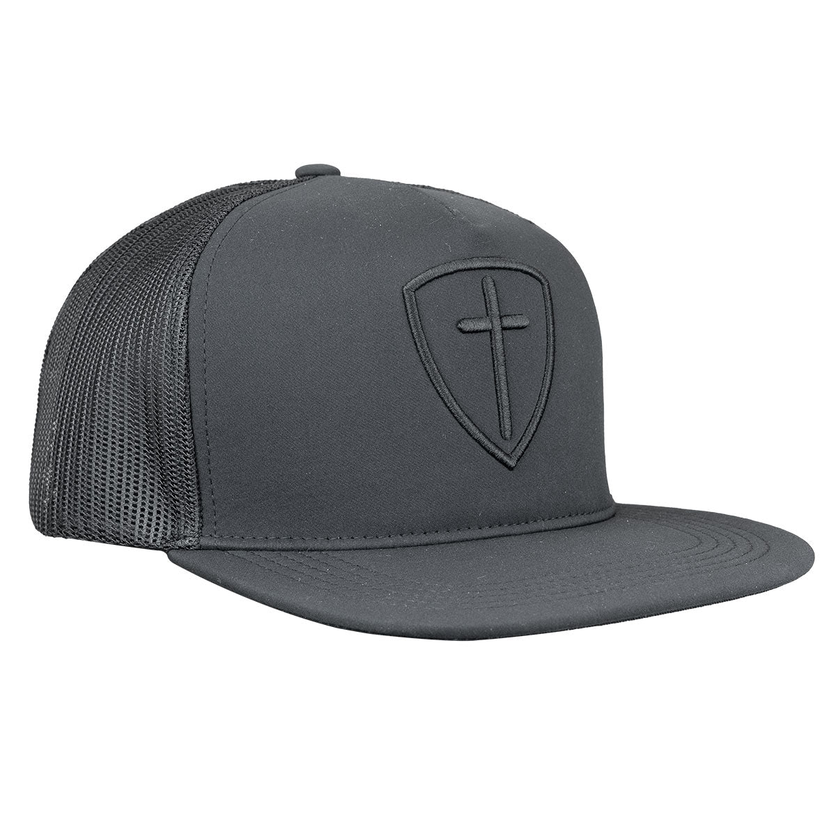Cap-Black Cross And Shield-Mens