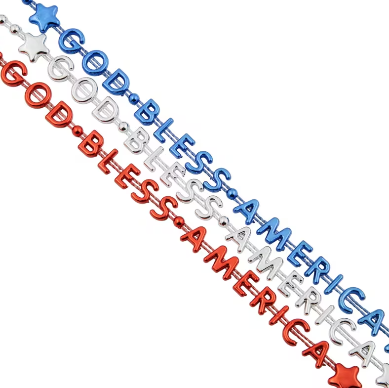 Necklace-30"-Plastic-God Bless America