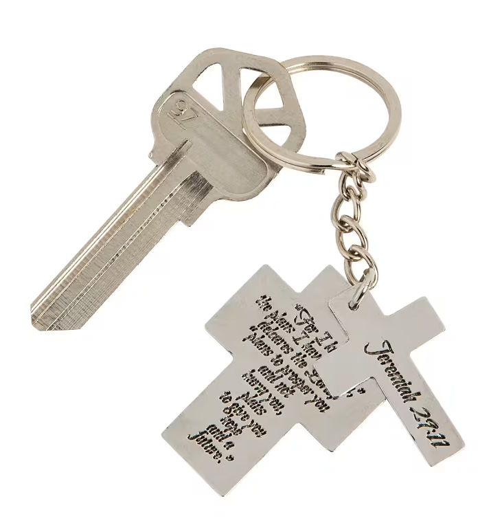 Keychain-Two Crosses-Jer 29:11