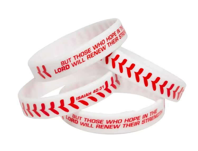Bracelet-Baseball-Red & Wht-Isa 40:31-Renew Strength