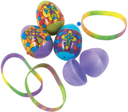 Easter Eggs-Plastic-Filled Stained Glass Bracelet-Asstd Colors