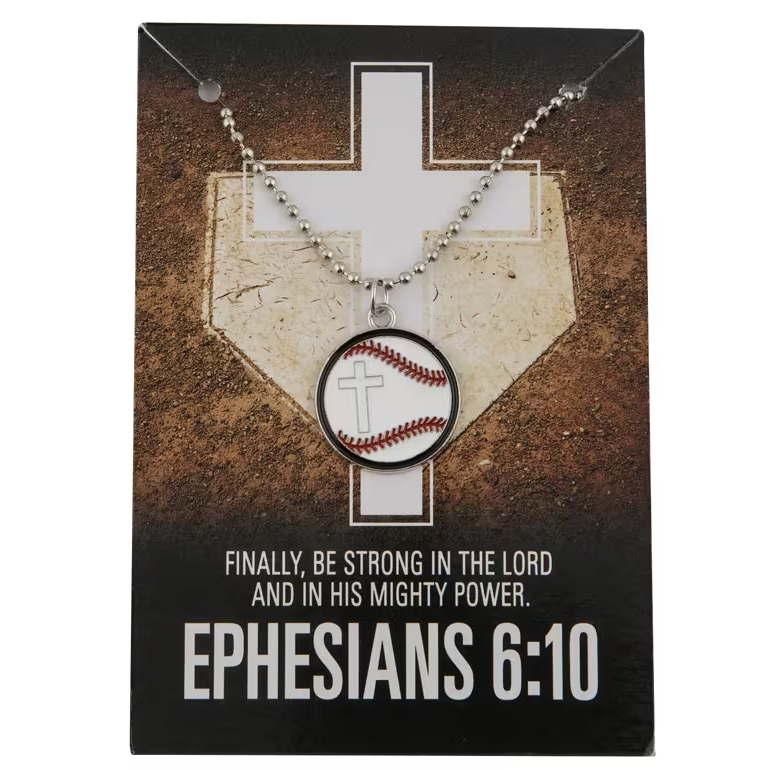 Necklace-Baseball-Eph 6:10-Bible Verse Card-20"
