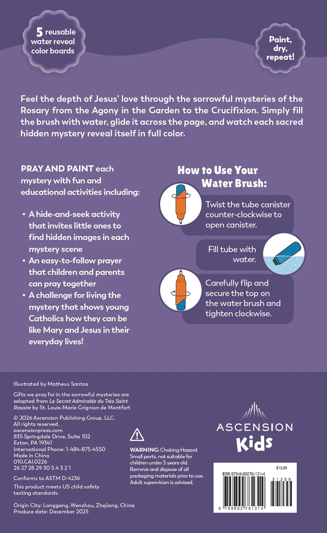 Book-Pray and Paint-Sorrowful Mystery-Rosary Water Reveal