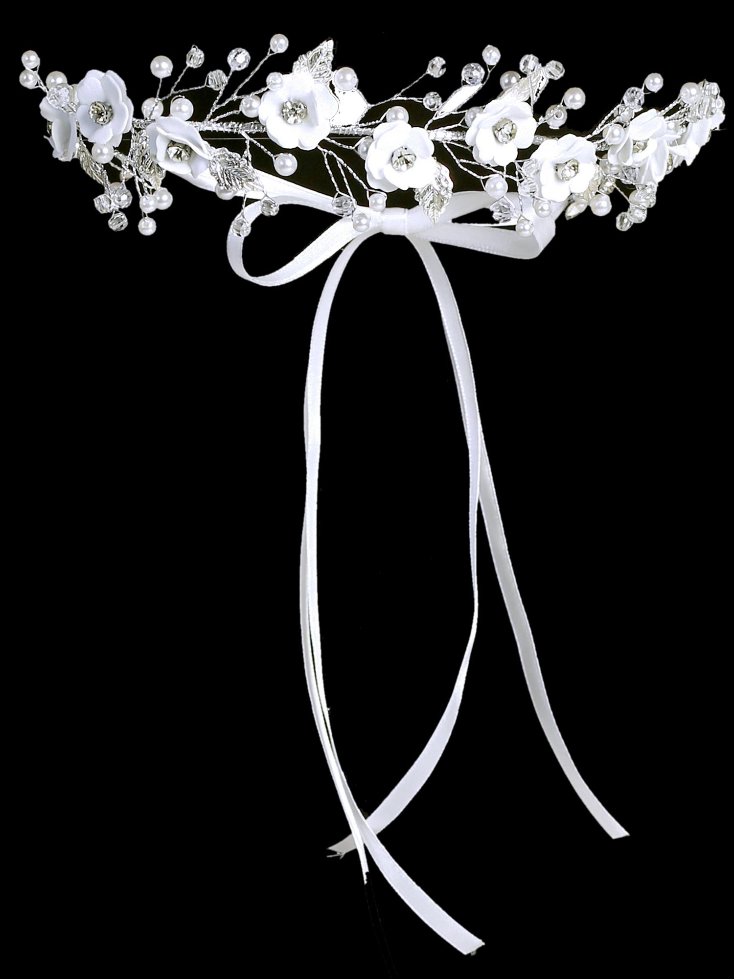 FC-Headpiece-Floral-Rhinestones W/Pearls
