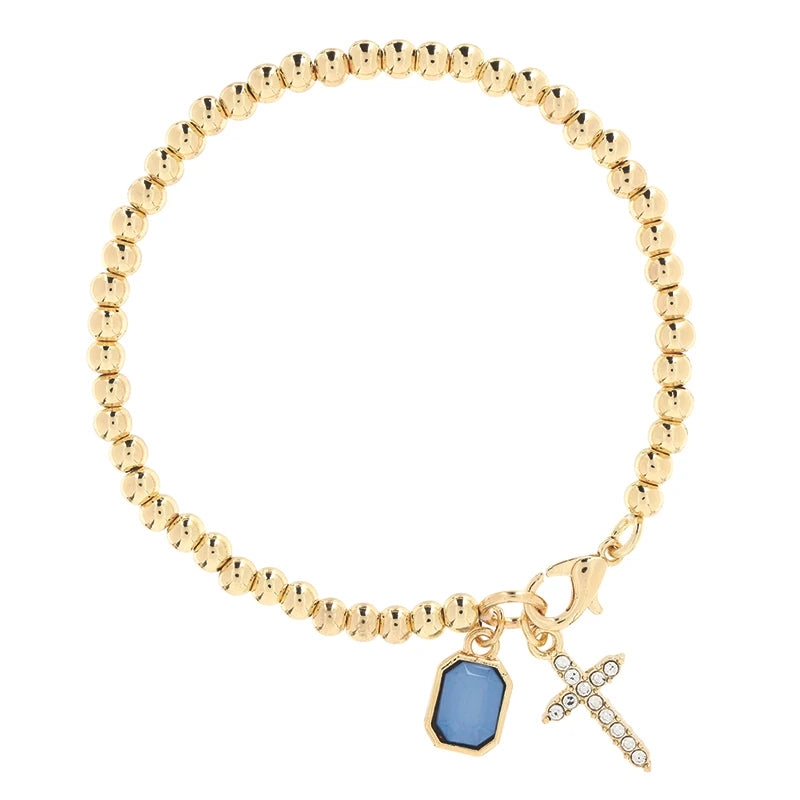 Bracelet-GP-Gem-Cross-Mal 3:17-Treasured Possession-Asstd