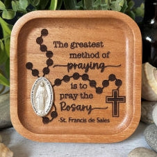 Trinket Dish-Cedar-Miraculous Medal-Rosary