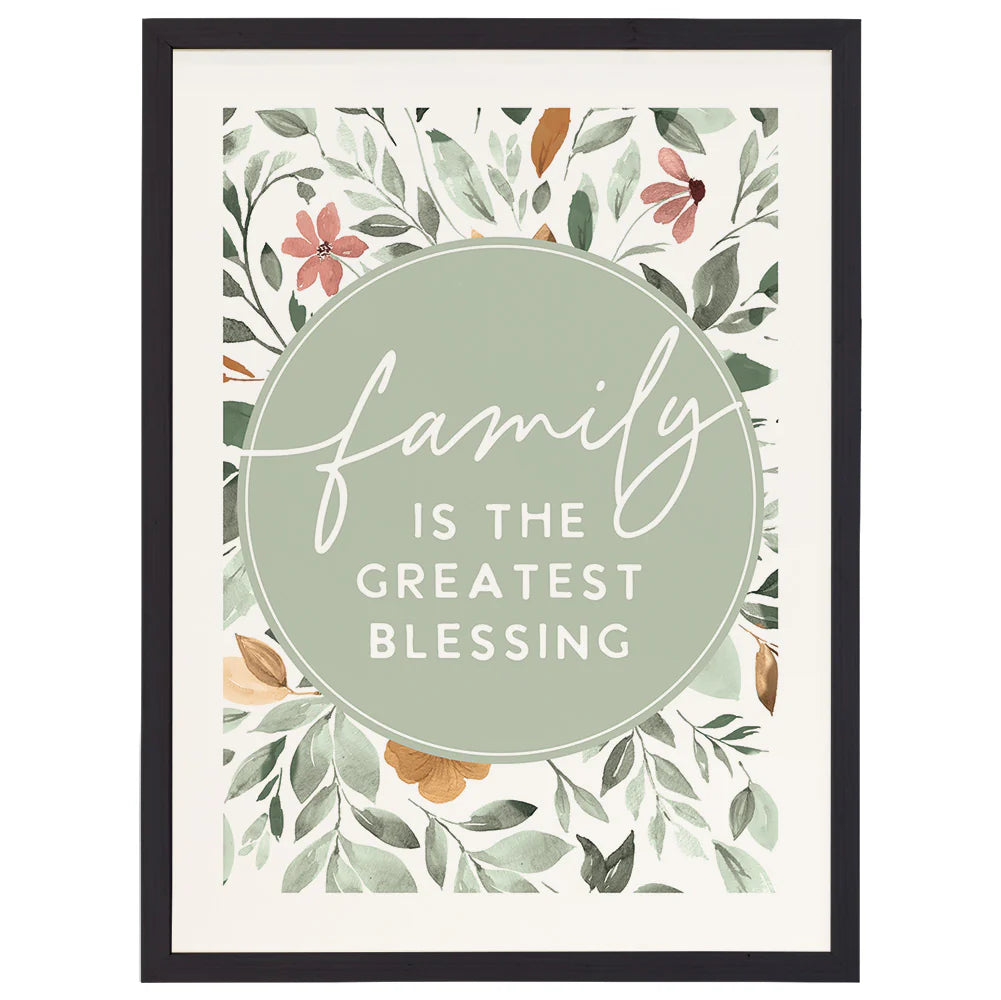 Plaque-24"-Black Framed-Floral-Family Blessing