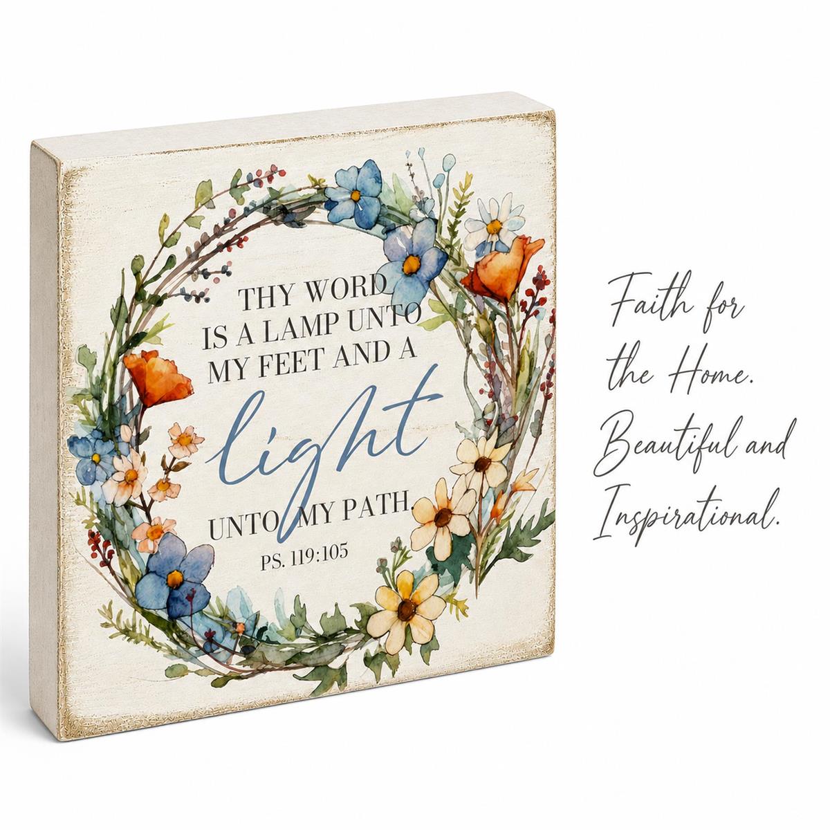 Plaque-Tabletop-Psa 119:105-Thy Word Is A Lamp-3"