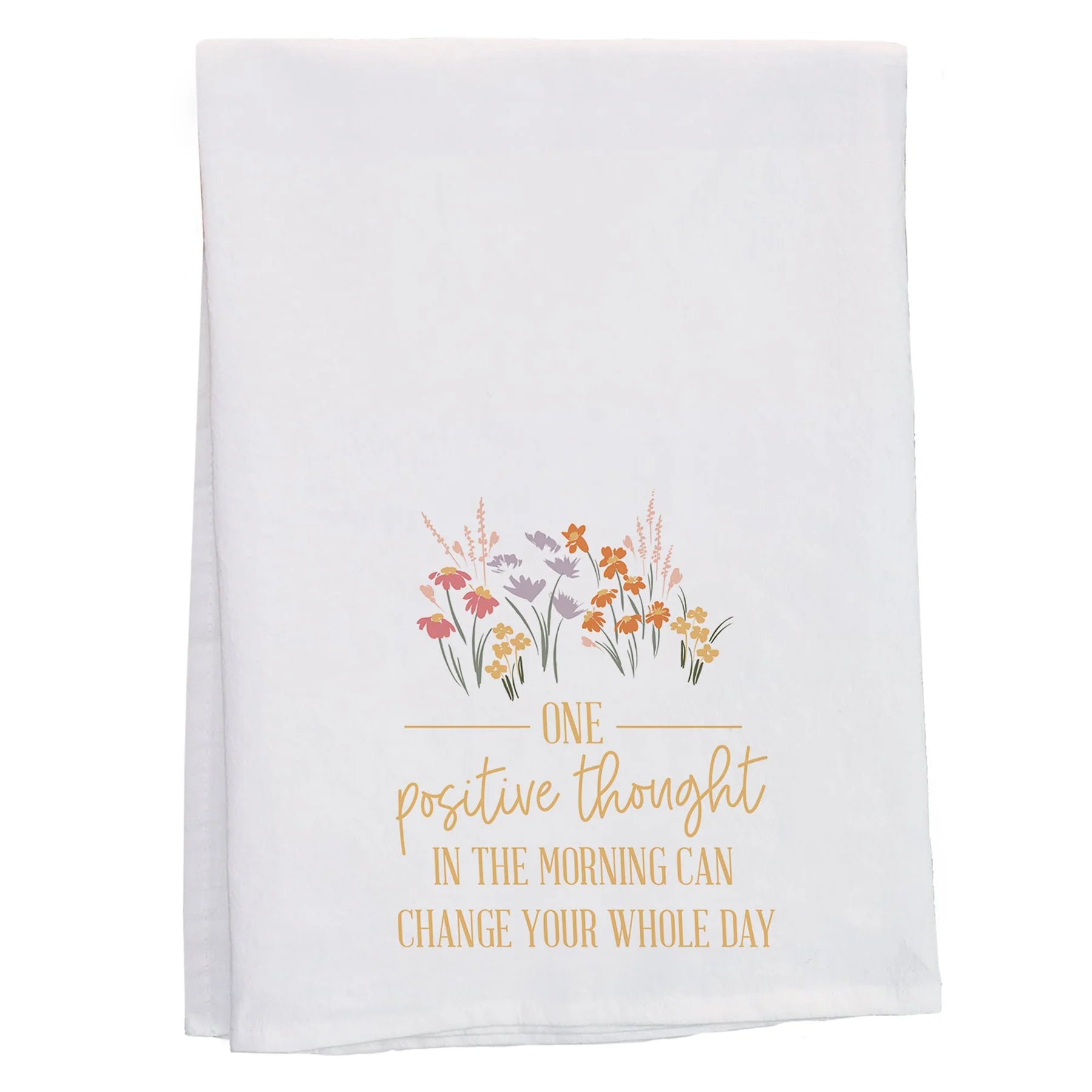 Tea Towel-Floral-Positive Thought